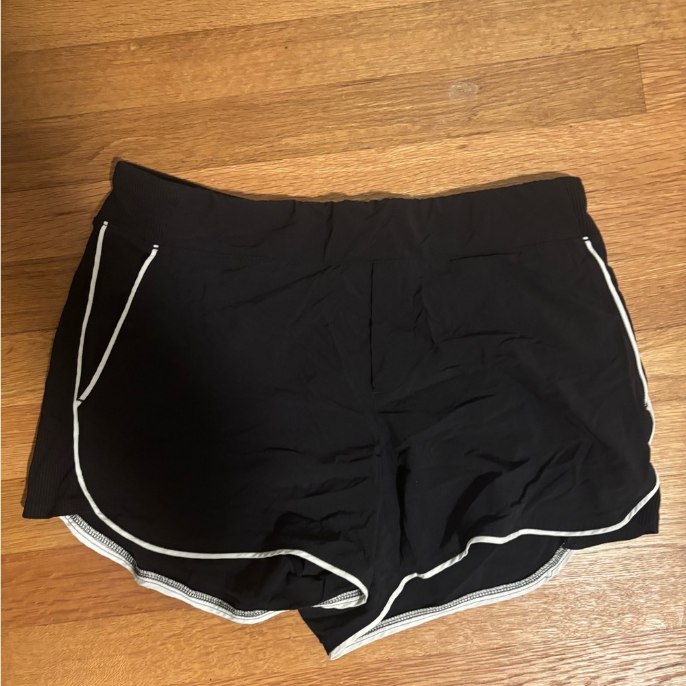 Athleta Black Athletic Shorts with White Trim